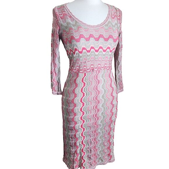 INC International Concepts 60s Retro Knit Gypsy Hippie Dress Women's M Pink - Picture 1 of 14